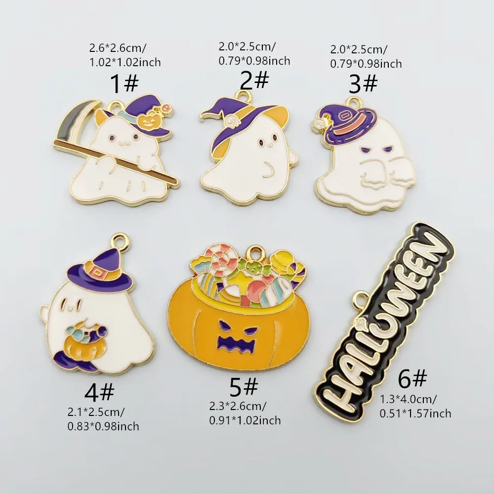 10pcs Halloween Ghost Charm for Jewelry Accessories Diy Making Earring Bracelet Keychain Pendant Craft Metal Gold Plated