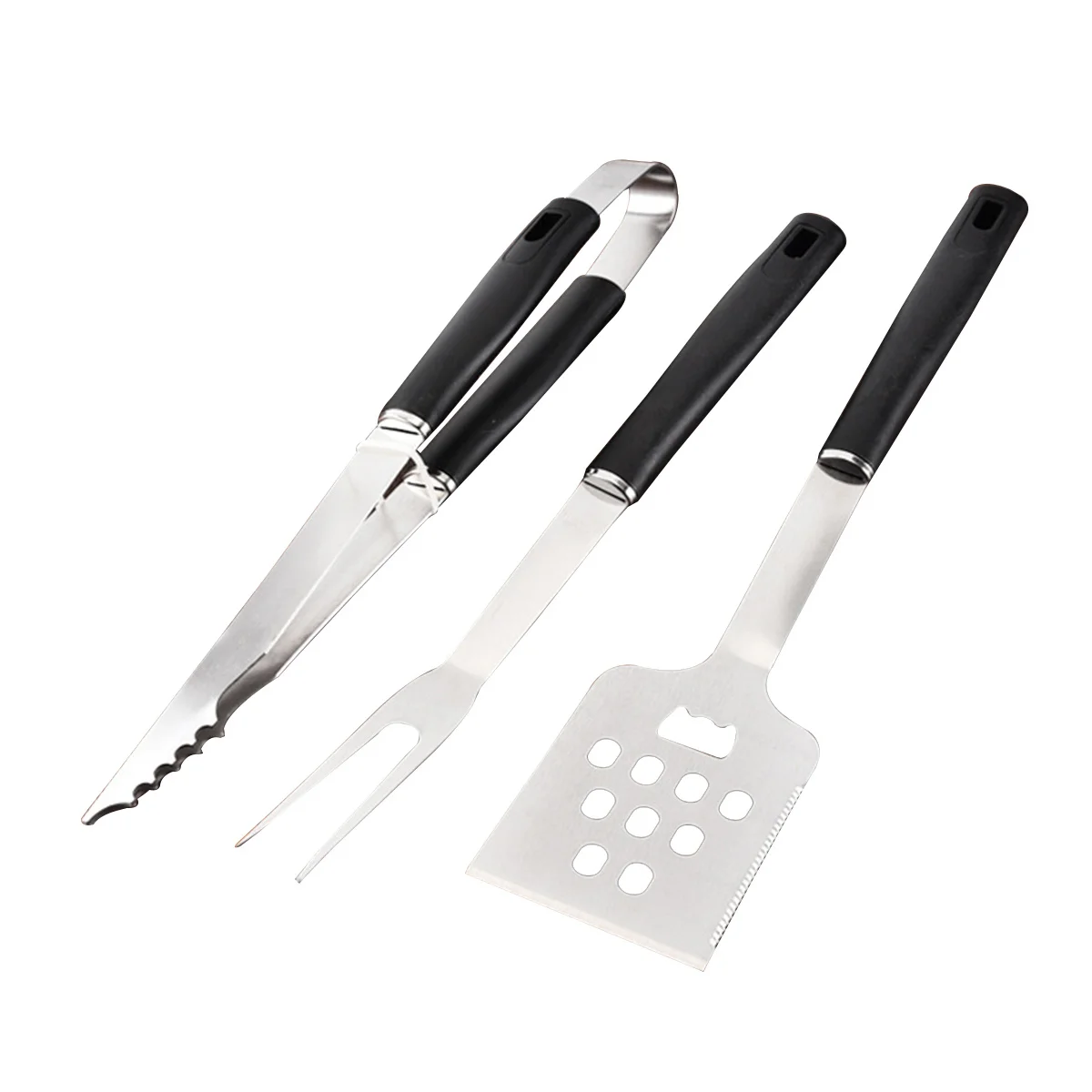 

3Pcs Barbecue Grill Utensils Set Stainless Steel Heavy Duty Outdoor Bbq Tools Portable Waterproof Bag Barbecue Grill Utensils