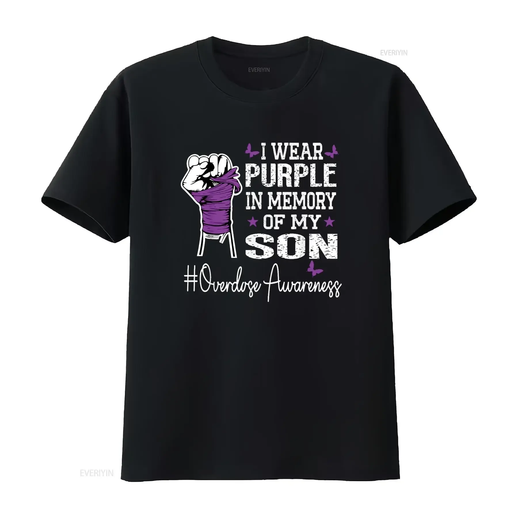 

Футболка I Wear Purple In Memory Of My Son с информацией о перелодении, винтажная стираная мужская удобная уличная одежда, универсальная, дышащая