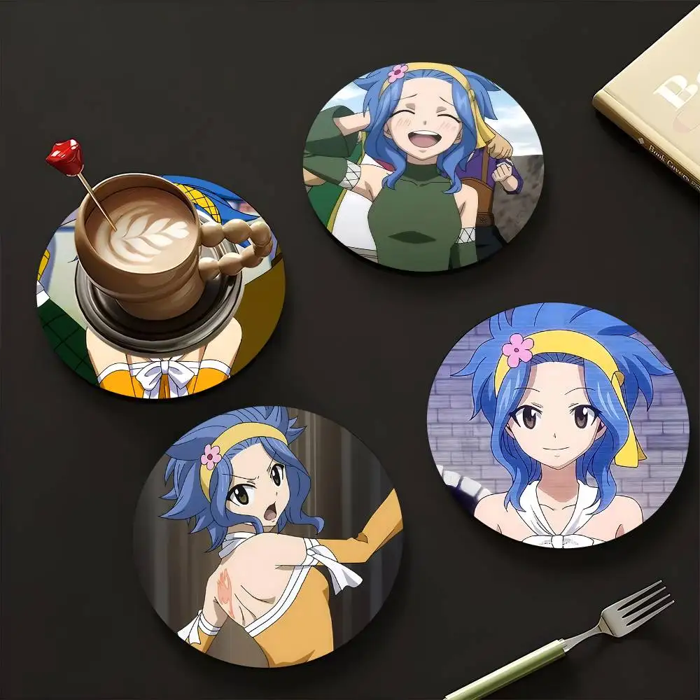 1pc Levy McGarden Fairy Tail Wooden Coaster Colour Printing Cup Mat Home Desk Decoration Gifts