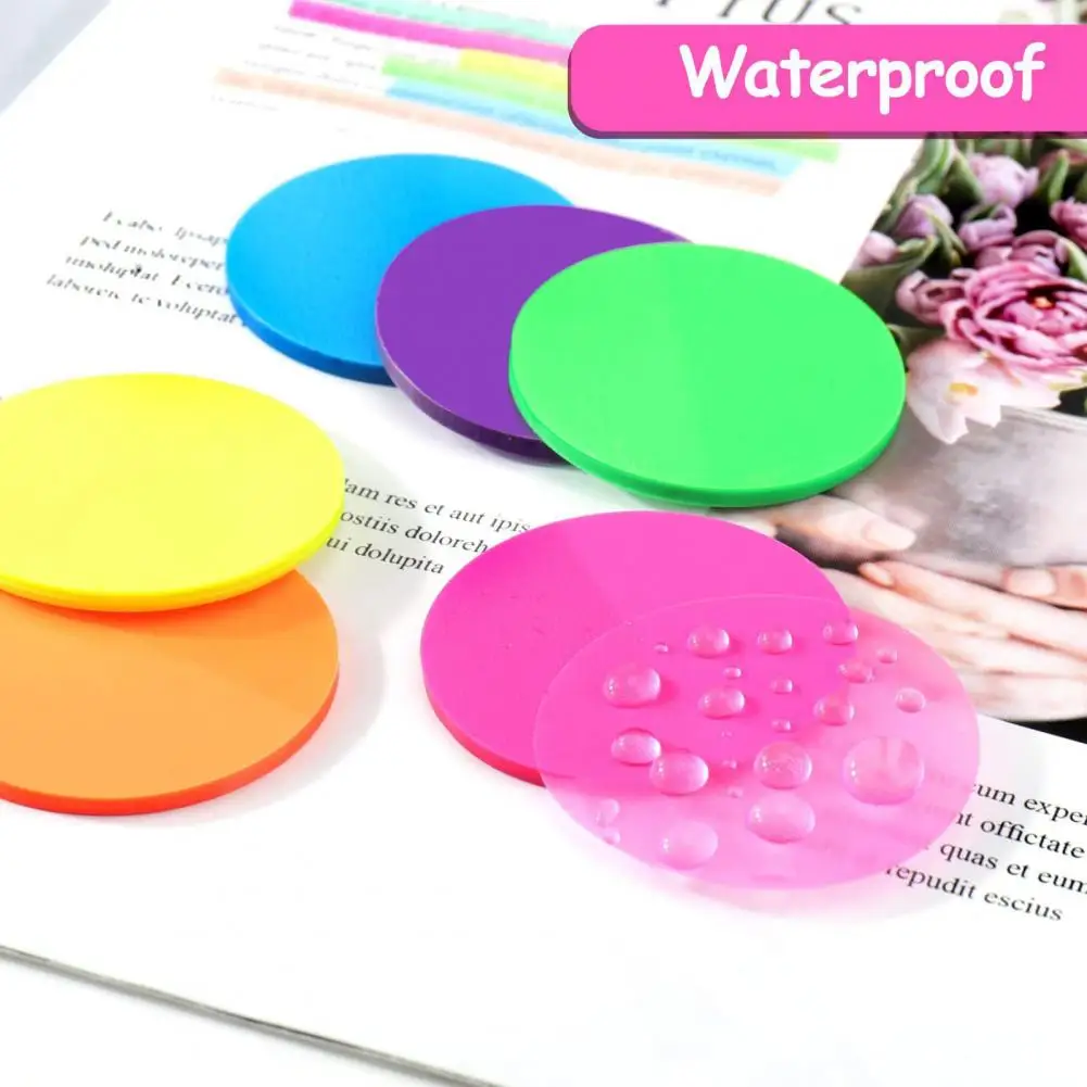 Transparent Sticky Notes Waterproof Translucent Sticky Note Pads Smooth Writing Round Design for Office School Supplies Writable