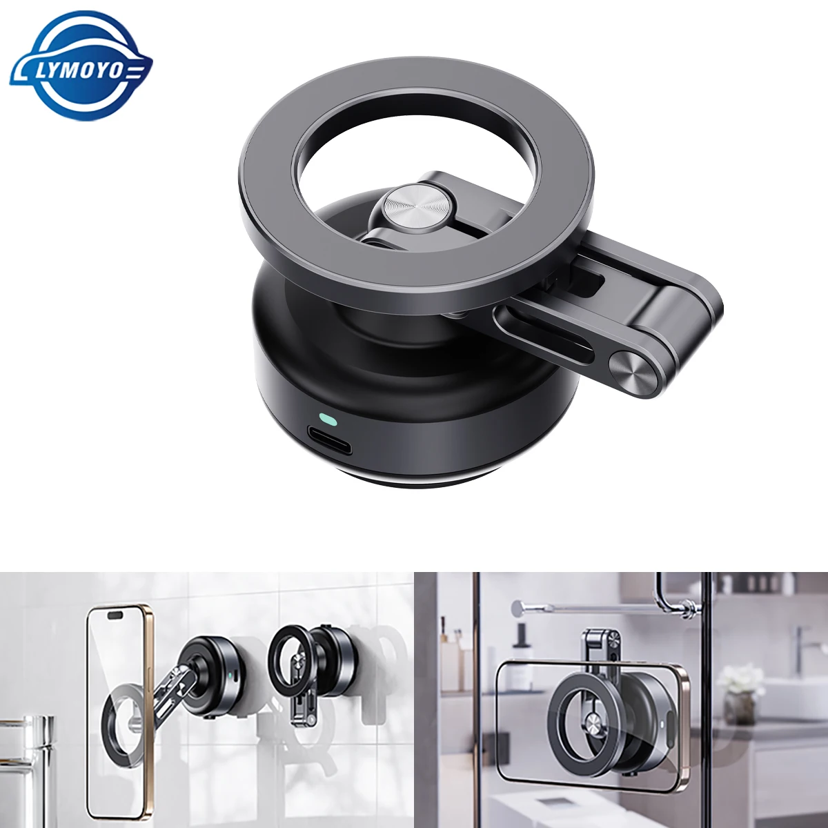 

Vacuum Magnetic Suction Cup Car Mobile Phone Mount Universal Rechargeable Folding Phone Stand for 4-7 Inches for Room Kitchen