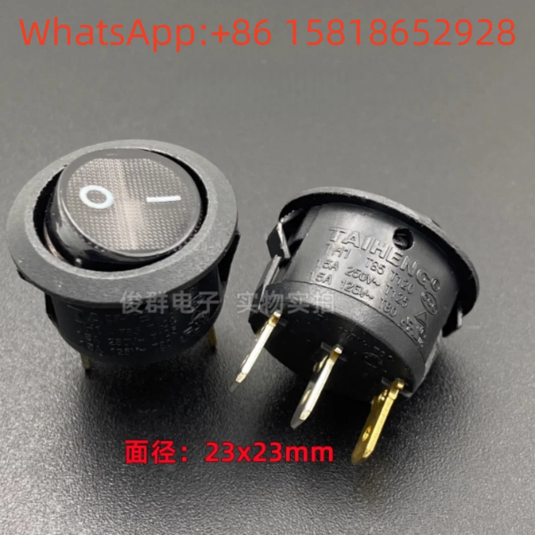 5 pieces Taiwan TAIHENG TH1 T85 ship-type switch with indicator light 15A high current 3-pin 2-position round rocker power butto
