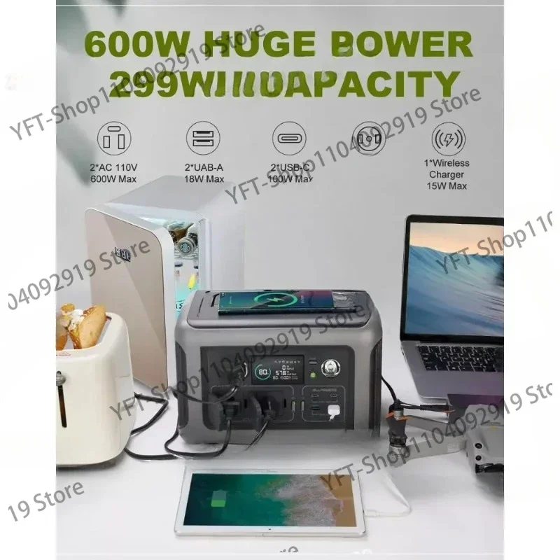 299Wh 600W Portable Power Station R600, Battery Backup with UPS Function, 1 Hour To Full 400W Input