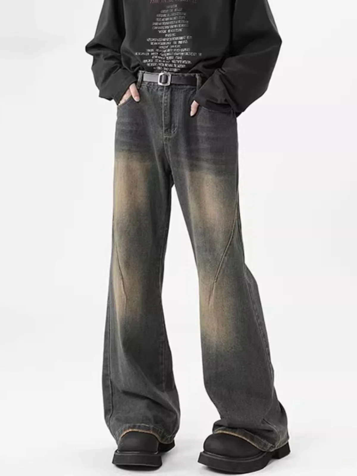 الأمريكية Sle خمر Waed adient الرجال الجينز ربيع الخريف فضفاض مستقيم الهيب هوب السراويل عارضة السراويل الطويلة #1