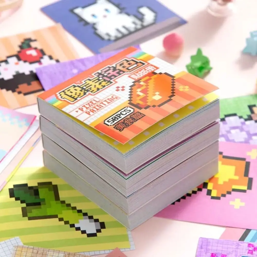 50 Lenzuola/borsa Nuovo Carino Pixel Colorazione Libro di Adesivi Creativo Doudouben Adesivo FAI DA TE Cibo Animale Tema Mini Gamebook Adesivi Regalo