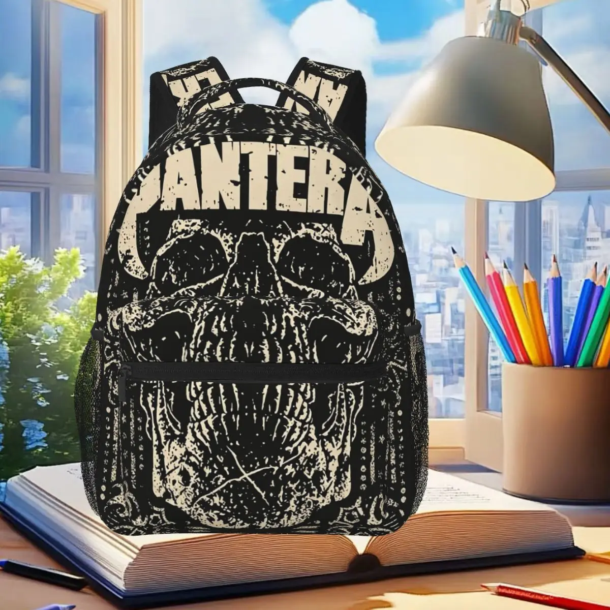 Pantera Band Album Graphic Gothic Skull Backpack Student Boys Girls BookBag Children School Bag Shoulder Bags for Men Women