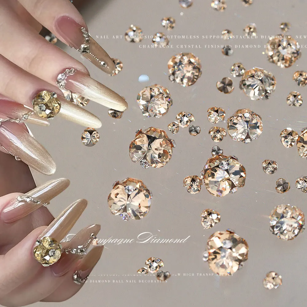 10/14 قطعة SS6-SS28 تألق الشمبانيا حجر الراين مسمار الأحجار الكريمة اليدوية كومة الماس الزركون مسمار السحر لتقوم بها بنفسك مسمار الفن الديكور F # 58