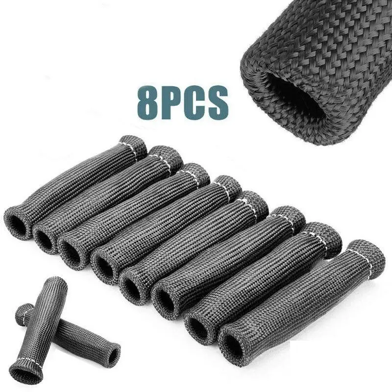 8Pcs Car Accessories 1200° Titanium Spark Plug Wire Sleeve Boot Heat Shield Protector Cover BBC High Temperature Sheath Wholesal