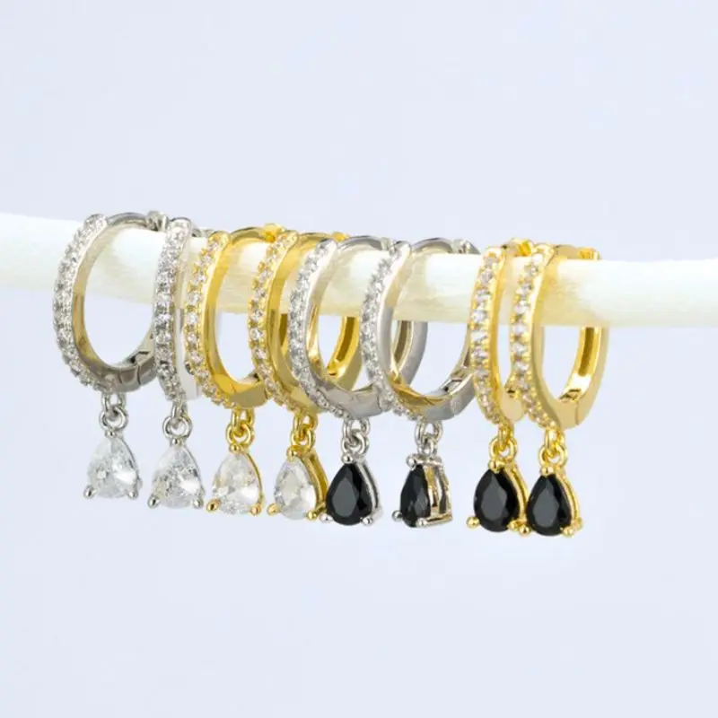 925 Sterling Silver Long Chain Tassel Drop Earring for Women Black Zircon Star Perforation Earring Fine Jewelry Gift Pendant