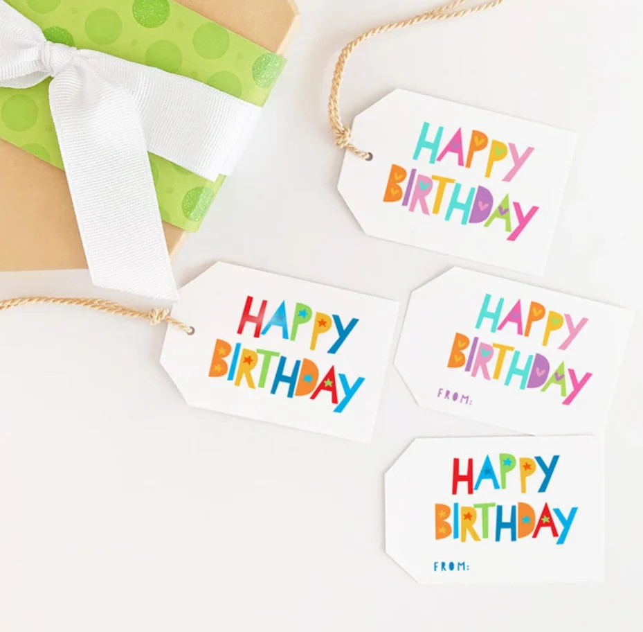 50pcs Personalize Printable Gift Tags / Happy Birthday Gift Tag / Birthday Gift Labels In Two Colors