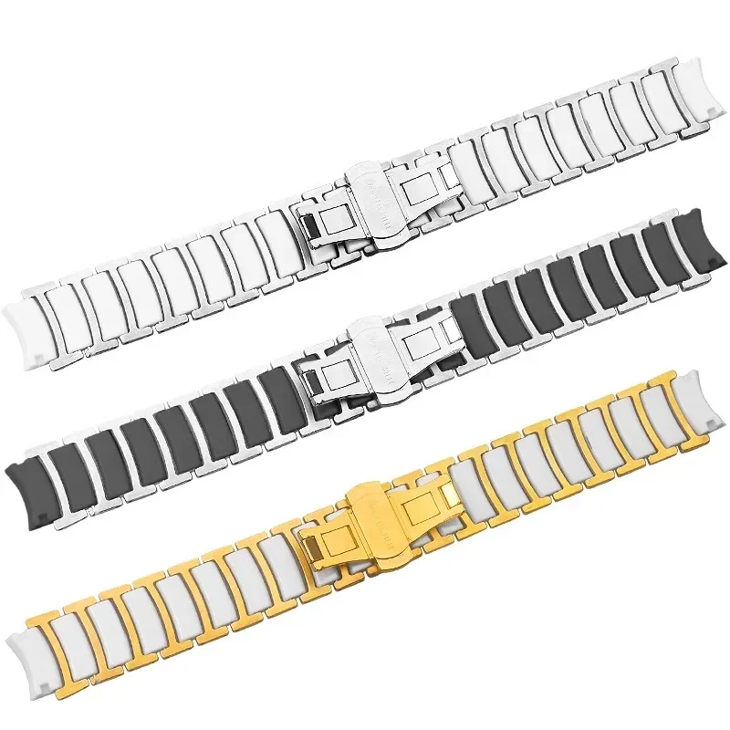 Watch Strap For Rado CENTRIX R30927722 Series Fine Steel Inter Ceramic Butterfly Buckle Women Men Watchband 12mm*16mm 16mm*20mm