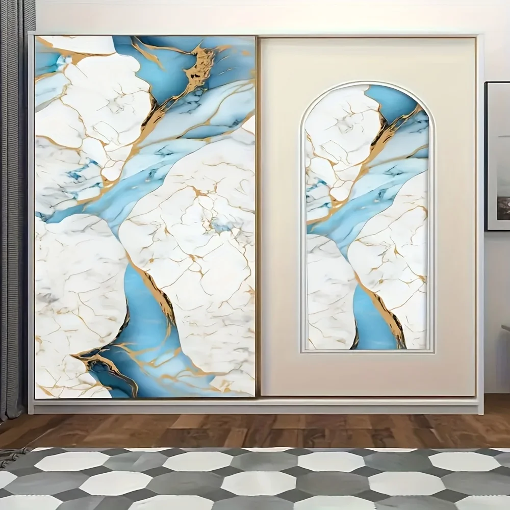 ملصق حائط مزخرف مقاوم للرطوبة ومقاوم للماء 40 سم من مادة PVC ذاتية اللصق لخزانة الحمام على سطح الطاولة