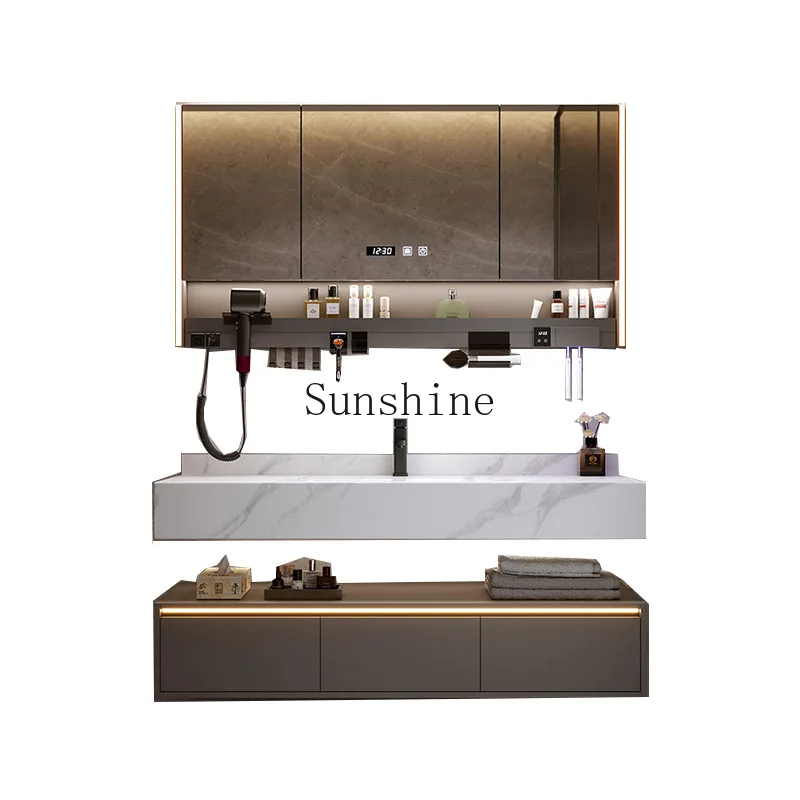, rock slab hot bending integrated basin, bathroom washing table, scratch-resistant and wear-resistant, combination