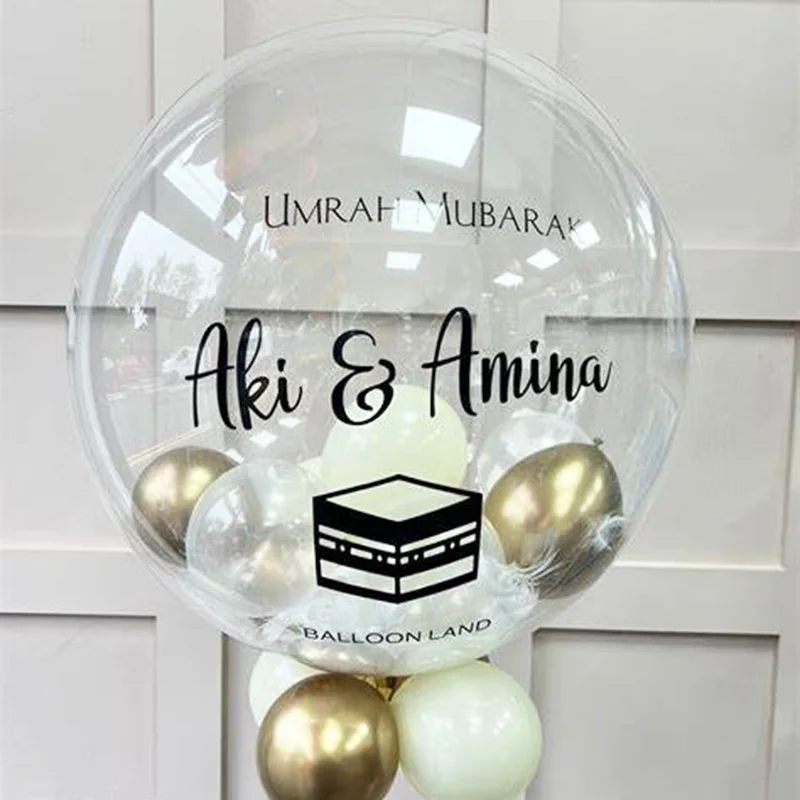 

Custom Umrah Mubarak Balloon Helium Eid Balloons Sticker Muslim Islamic Festival Party DIY Decor Ramadan Kareem Decorations