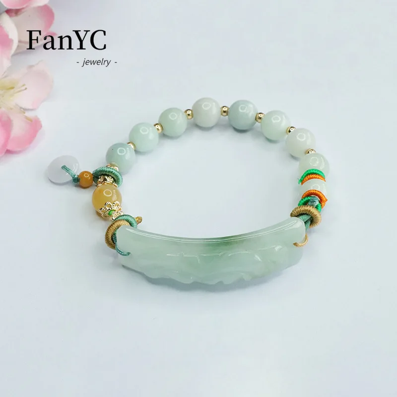 Natural Jadeite PiXiu Hand Sign Peace Buckle Bracelet Exquisite Fashion Ladies Holiday Gift Lucky Amulet