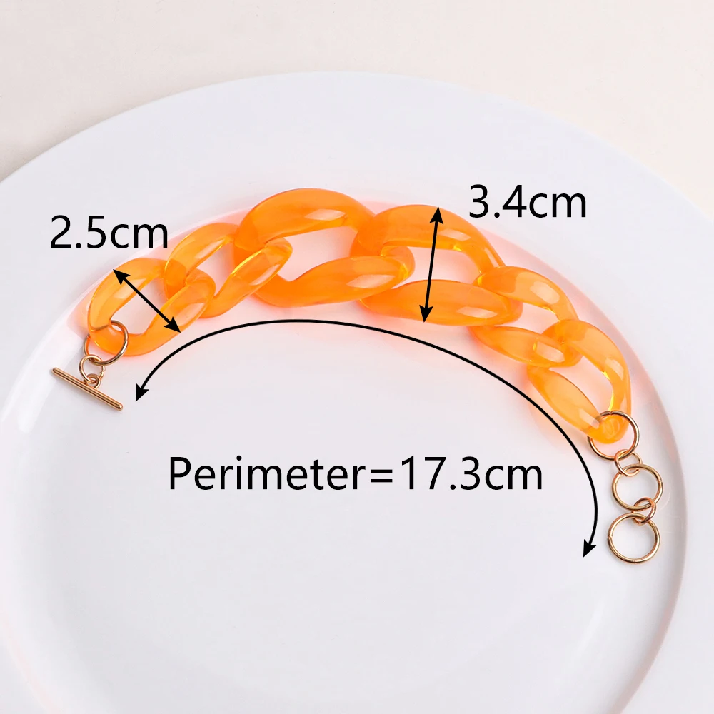 FishSheep Colored Transparent Chunky Chain Bracelet for Women Acrylic Thick Link Chain Bracelets Bangles 2022 Fashion Jewelry