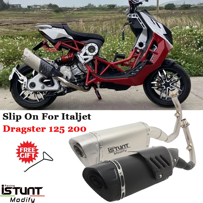 Slip On For Italjet Dragster 125 200 Motorcycle Full System Exhaust Silencer Escape Front Link Pipe Muffler DB Killer Carbon