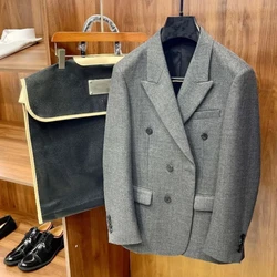 24AW Double Breasted Slim Fit Delicate Wool Blazer Winter Jacket for Men Men's Jackets Mens Clothing