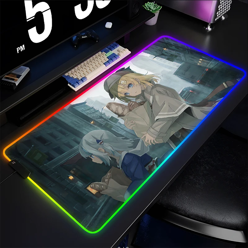 RGB Mouse Pad Computer Varmilo Keyboard Pad Anime Gaming Accessories Hololive Girl Gamer Desk Mat LED PC Watson Amelia Mousepad