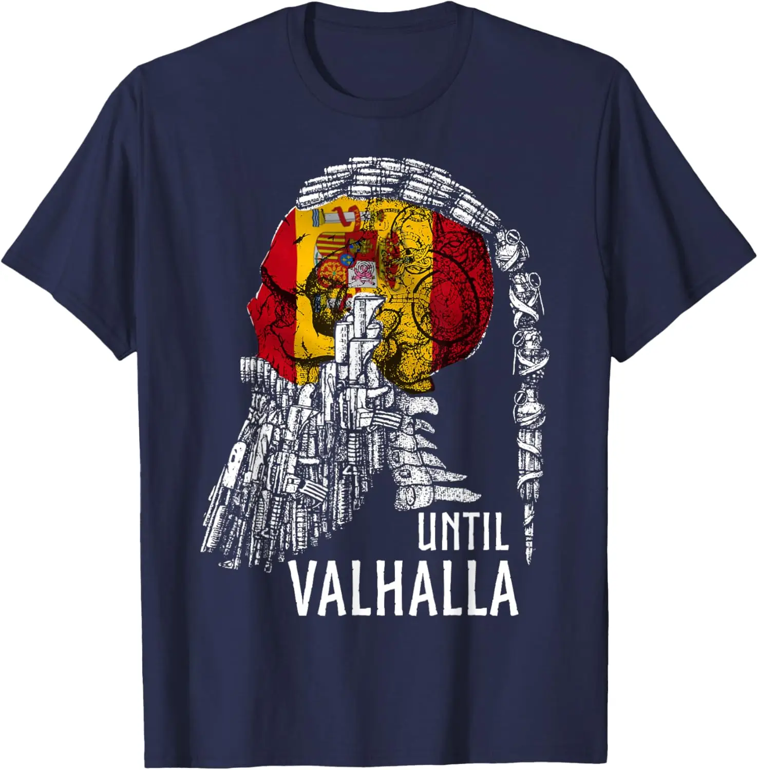 Until Valhalla - Bandera Española Men T-Shirt Short Sleeve Casual 100% Cotton Shirt