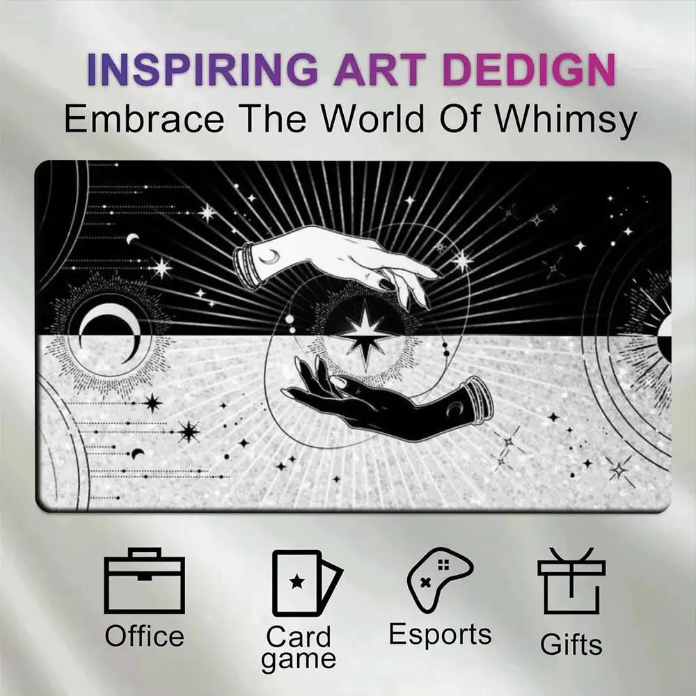 Tarot Yin Yang Hands Sun Moon Starry Sky Gaming Mouse Pad Non-Slip Rubber Celestial Astrology alfombrillas para escritorio