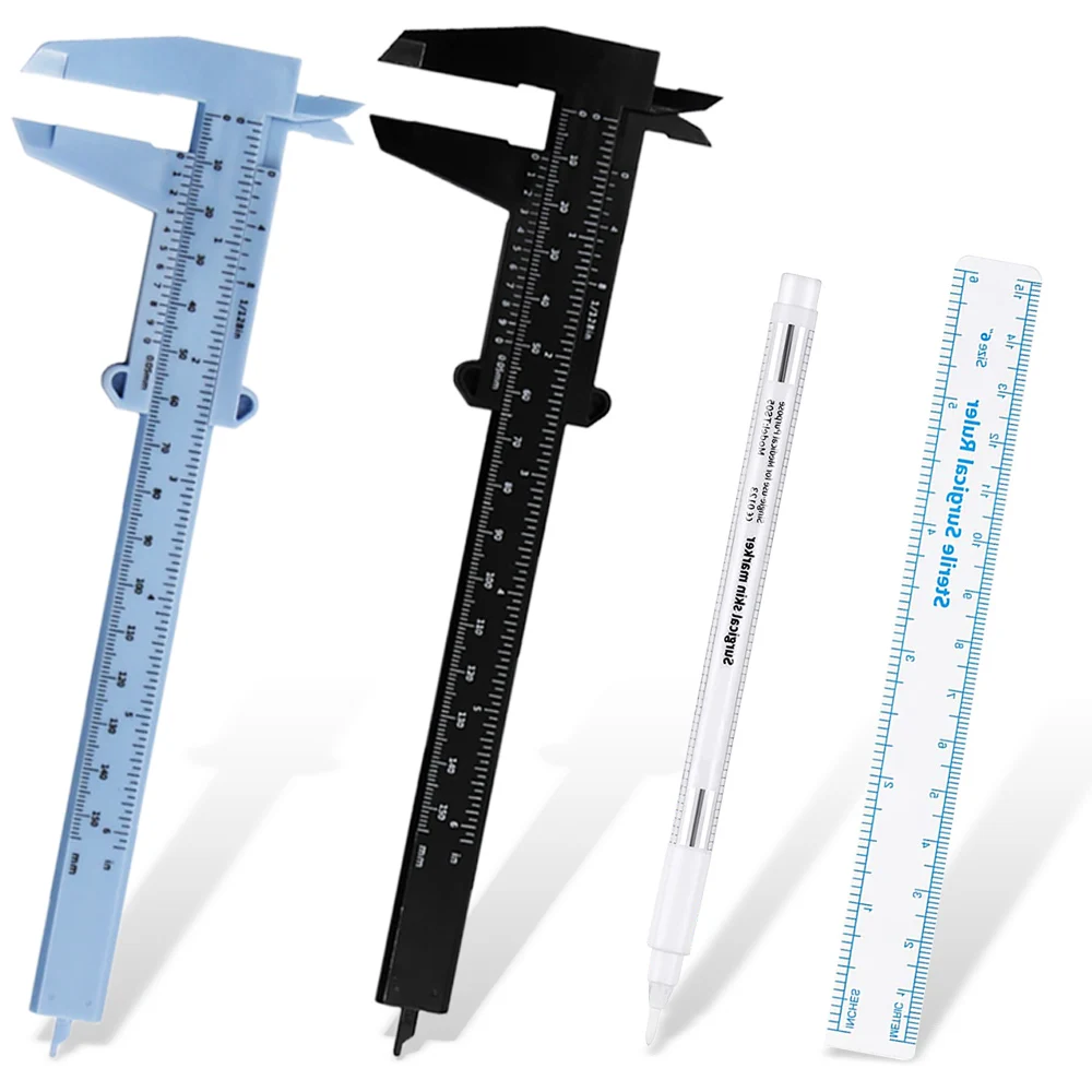 

White Surgical Eyebrow Tattoo Skin Marker Pen Tattoo Marker Pen With Measuring Ruler Microblading Makeup Permanent Accesories