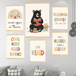 Solid Wood Hanging Boho Chic Reading Corner Wall Art Set Classroom & Playroom Decor, Perfect for Home Libraries and Bedrooms