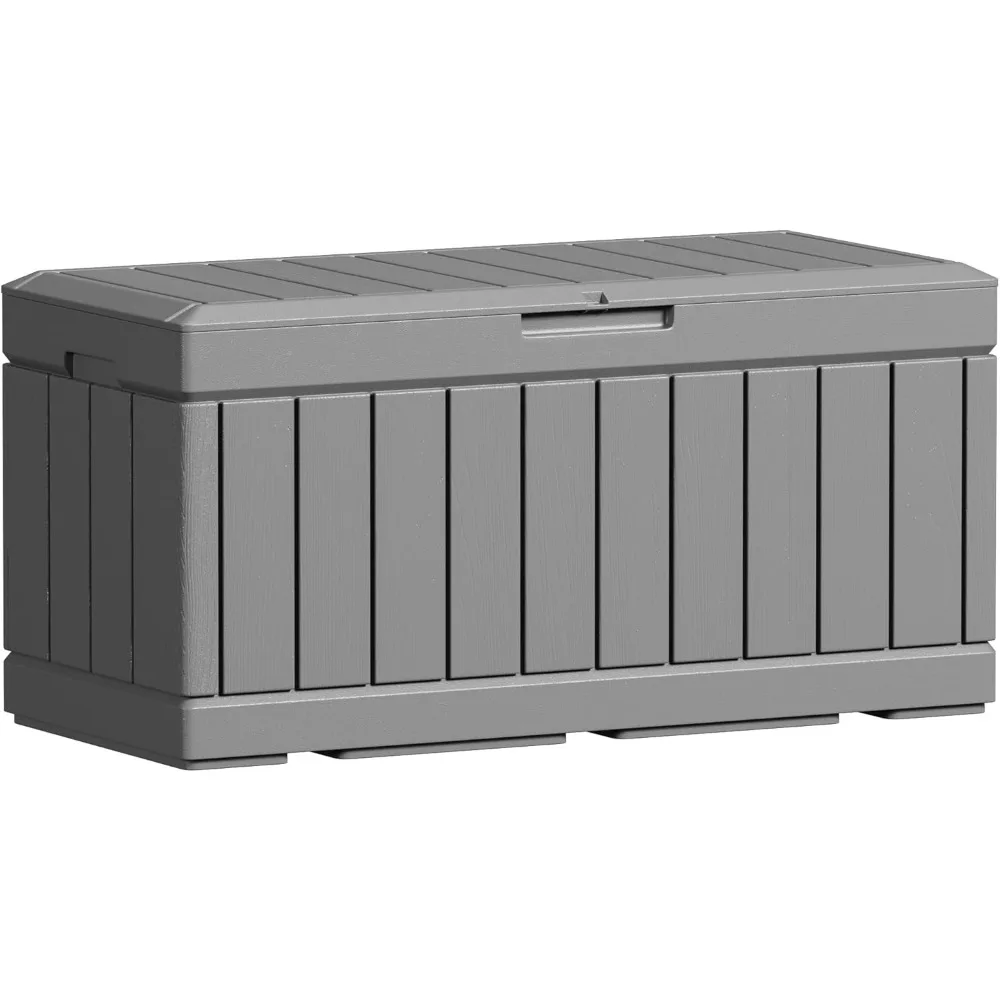 82 Gallon Resin Deck Box Large Outdoor Storage for Patio Furniture, Garden Tools, Weatherproof and UV Resistant, Lockable