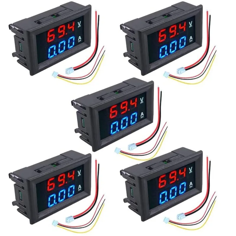 5Pcs 0.28 Inch Digital Voltmeter Ammeter DC 100V 10A Amp Voltage Current Volt Amp Meter Tester 3 Bits Dual LED Display Panel