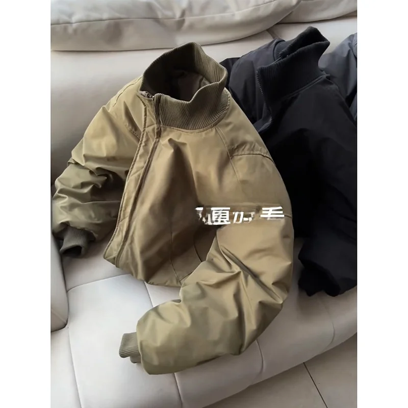 

Мужская зимняя утепленная куртка-бомбер в американском стиле, короткая модель, с рукавами-напа, из хлопка, для отдыха