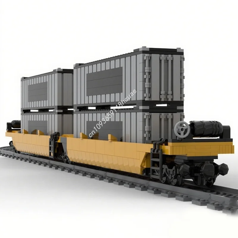 994 個 MOC ダブルスタック鉄道輸送ワゴンモデルビルディングおもちゃブロック組み立てクリスマスギフト DIY クリエイティブアイデア子供の誕生日