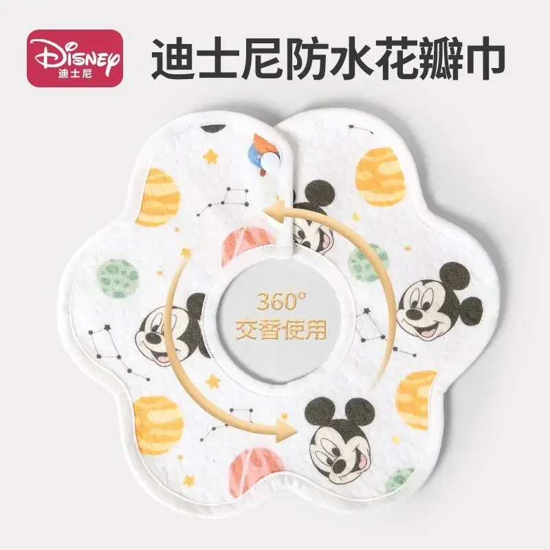 Disney 20 Cute Disposable Petal Bibs for Cartoon Baby Cotton Waterproof Bibs for Breastfeeding Eating and Drooling Scarves