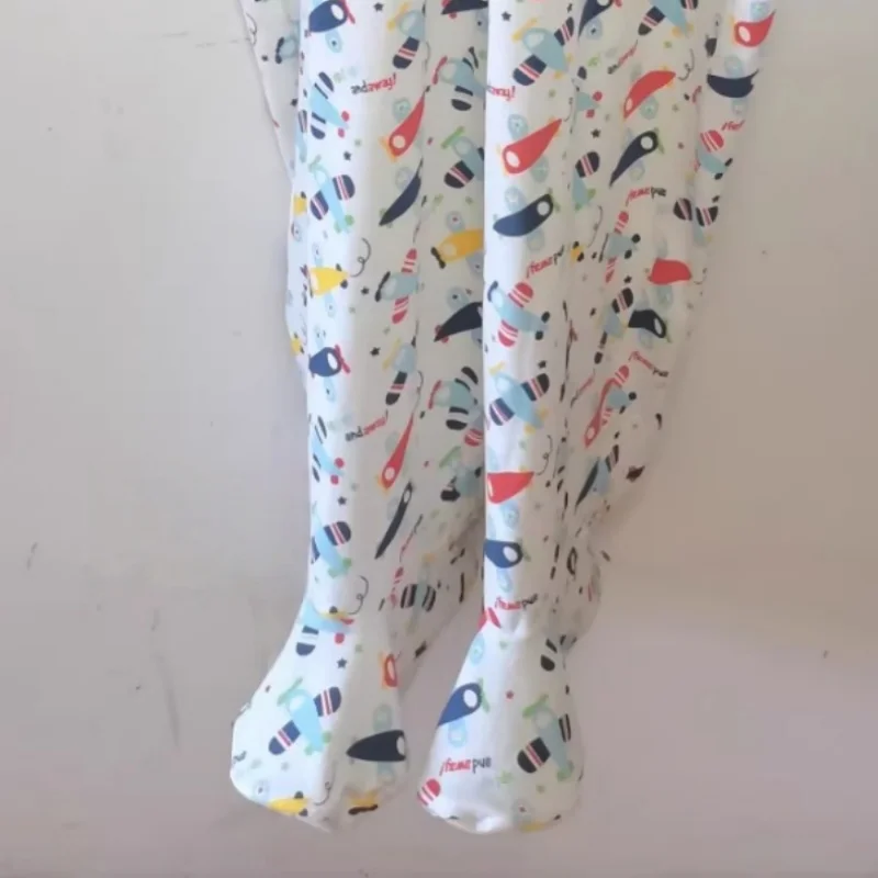 

ABDL Jumpsuit Adult Baby Pure Cotton Cute Cartoon Print Long Sleeves Pants Foot cover Onesie DDLG Living Crotch Unisex Bodysuit