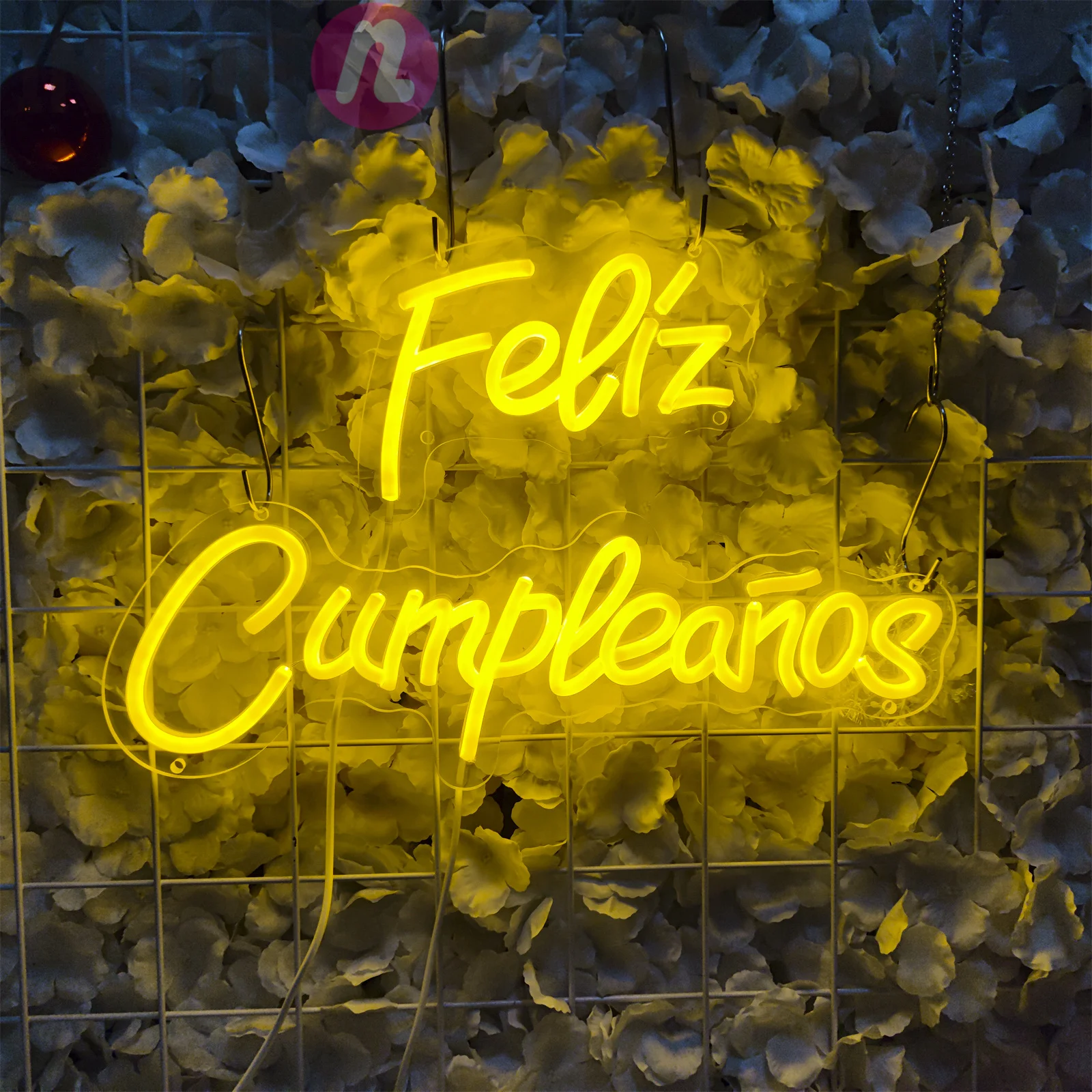 Feliz Cumpleanos Neon Signs Spaish Happy Birthday Decor LED Lights Aesthetic For Club Room Wall Party Bedroom Bar Neon Signs