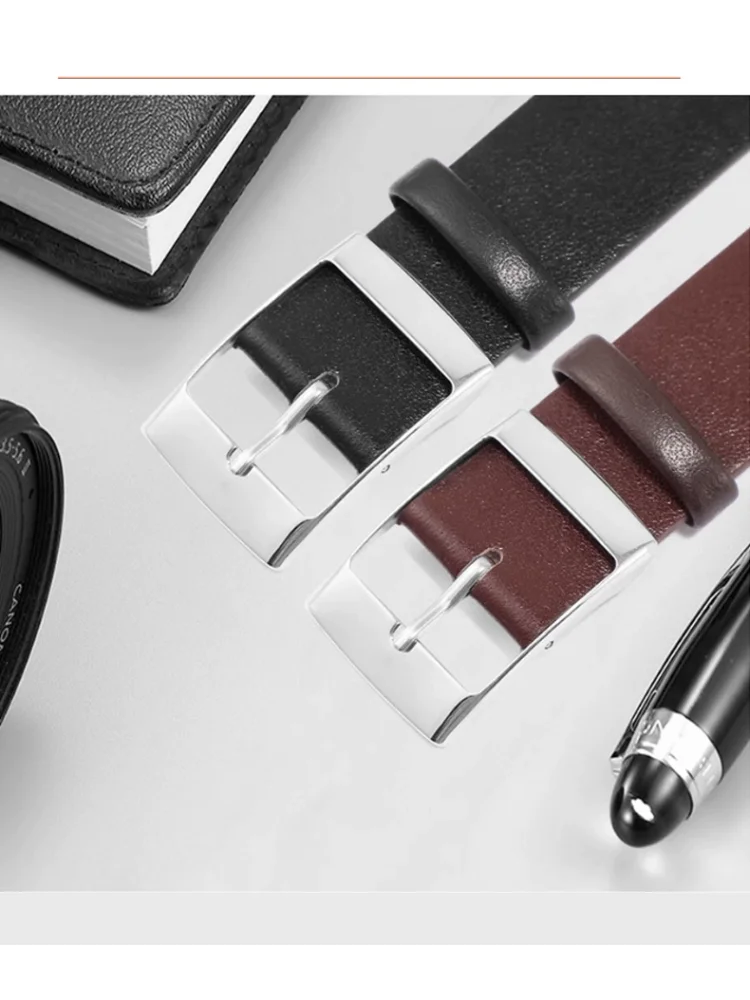 Correa de reloj de cuero genuino para hombre y mujer, pulsera de cuero vacuno suave, 16mm, 17mm, para Swatch SS07S101 SS07S104, accesorios de repuesto