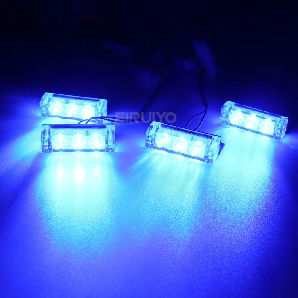 Car Front Grille Strobe Light 12V LED Flashing Emergency Lamp Police Warning Flash Signal Light Daytime Running Lights