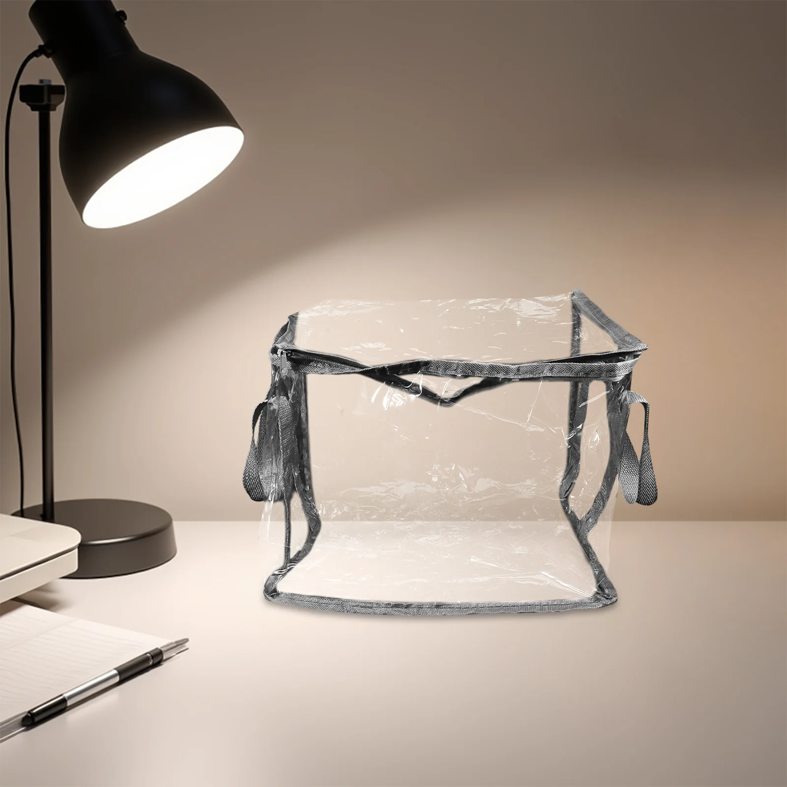 

2Pcs Transparent Book Organizer Bin Collapsible Waterproof Storage Box for Classroom Dorm Heavy Duty Portable Document Comic