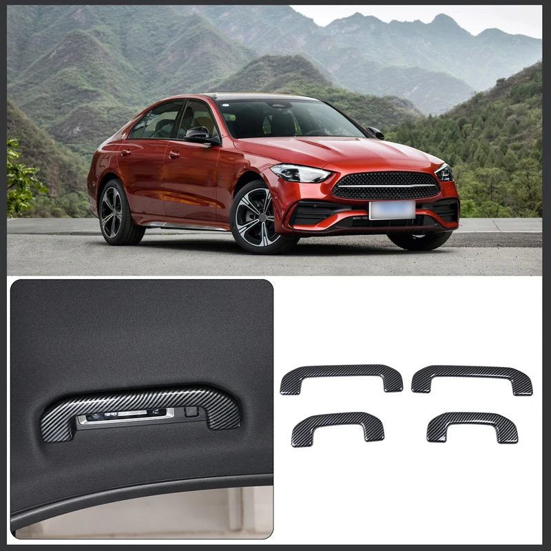 

For 2022 Mercedes-Benz C-Class W206 ABS Carbon Fiber Car Styling Car Car Roof Interior Handle Cover Trim Sticker Auto Parts