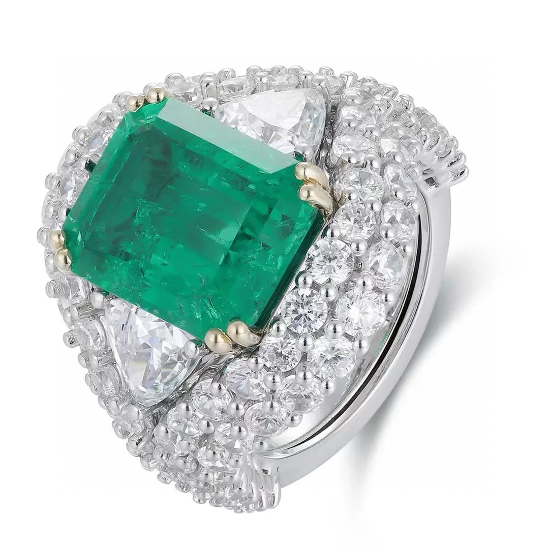 Pirmiana New 18k White Gold 5.52ct Lad Grown Emerald Dual use Ring High Fine Jewelry for Women Party Gift