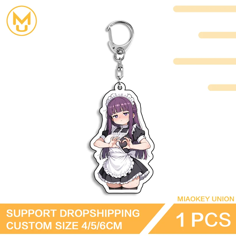 Fern Maid Uniform Double Sided Acrylic Keyring Charming Fashionable Simplicity Premium Exquisite Waterproof Bag Charm Accessory