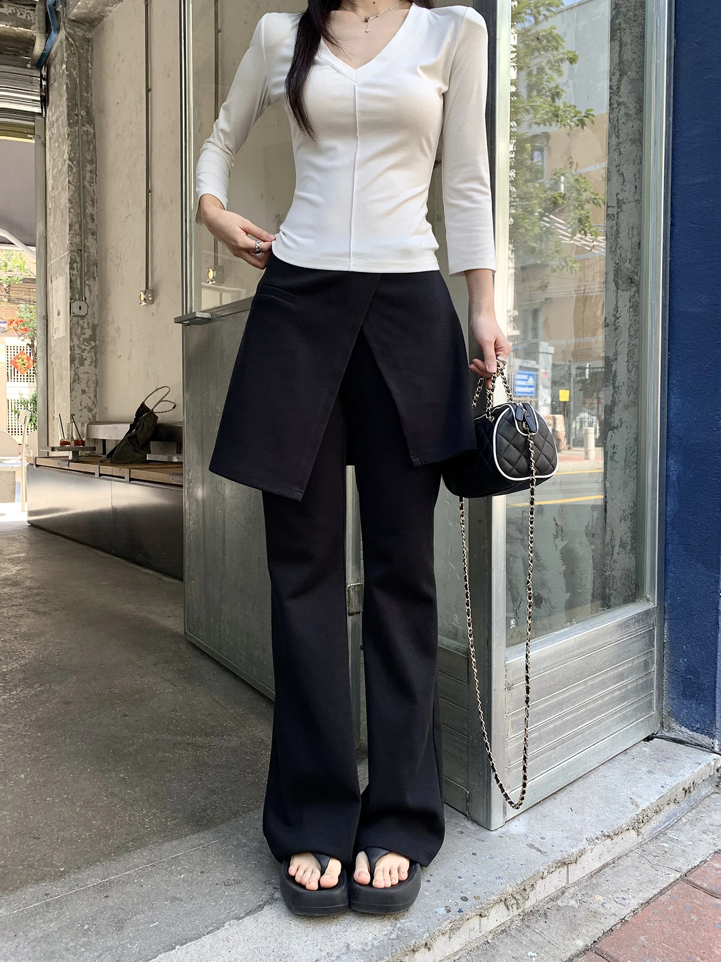 

Low Waist Straight Leg Casual Pants Women's Spring Summer Faionable Slimming Drapey Micro Flared Super Beautiful Trousers