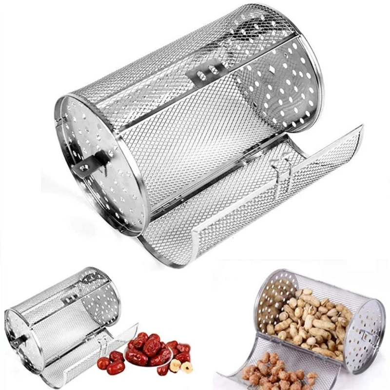 Stainless Steels Rotisserie Grill Roaster Drum Oven Basket Oven Roaster Baking Cage For Peanut Dried Nut Coffee Bean BBQ