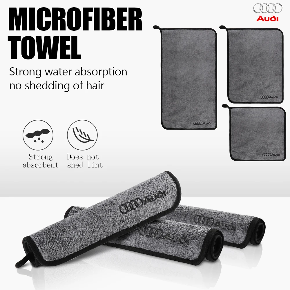 Car Emblem Wash Towel Soft Cleaning Rag Cloth Auto Cleaner Tool For Audi A3 8P S3 8V A4 B8 B6 B7 A6 C6 C5 C7 A5 Q3 Q5 Q7 SLINE