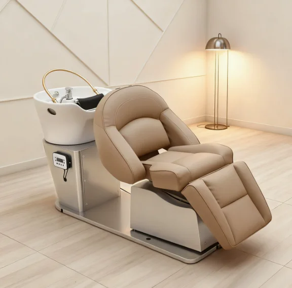 cm-Electric Reclining Head Spa Shampoo Bed, Luxury Lay-Down Washing Bed for Beauty Salon~