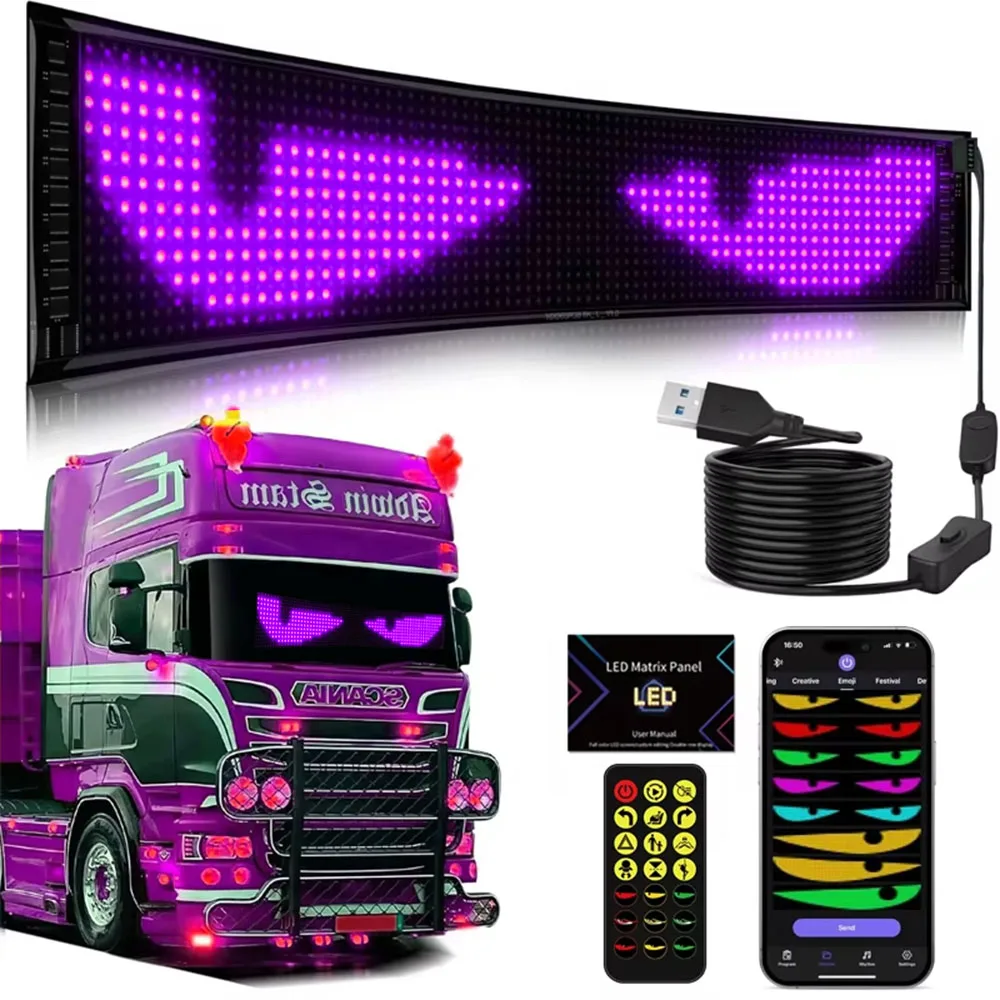 Devil's Eye Matrix Pixel Panel Display Screen Flexible Car Graffiti Scrolling Text Animation Shop Reminder Light Big Truck Light
