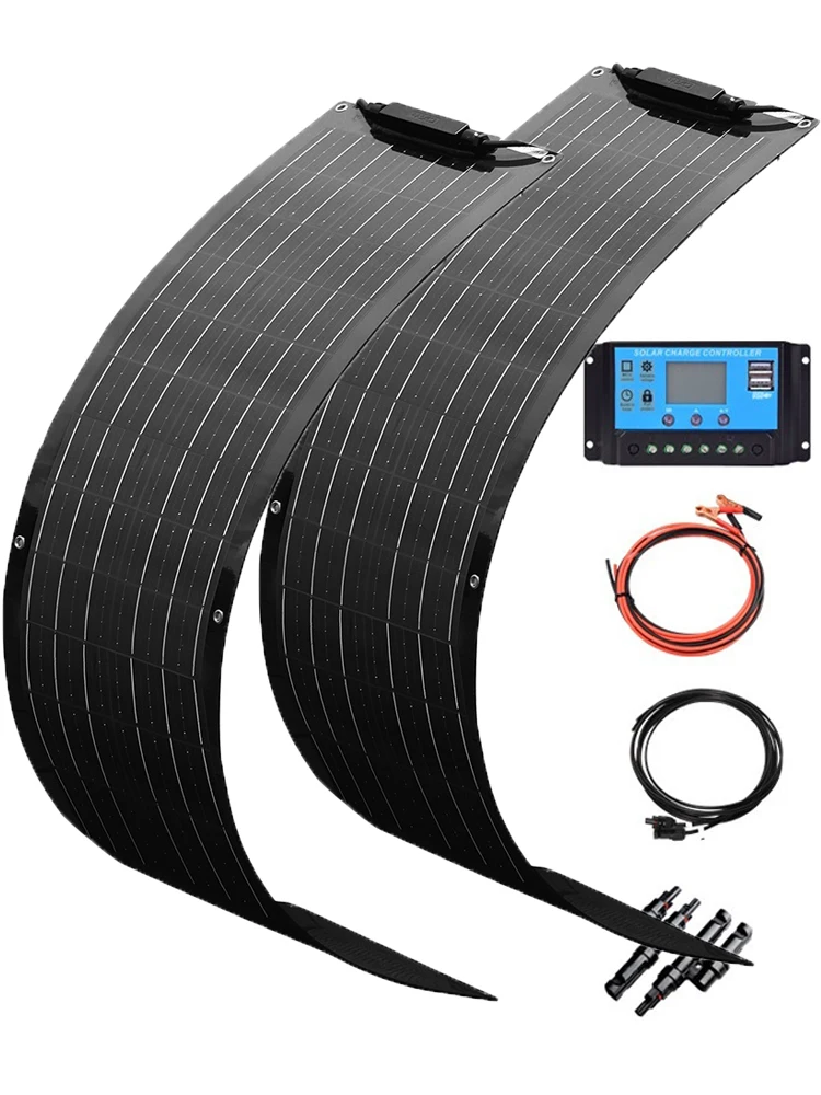 Solar Panel kit 1-2pcs 50W Panel słoneczny 100W zestaw kompletny 12V wysokiej wydajności Mono ogniw elastyczne panele słoneczne z kontroler ładowania kabel PV — zdjęcie produktu 7