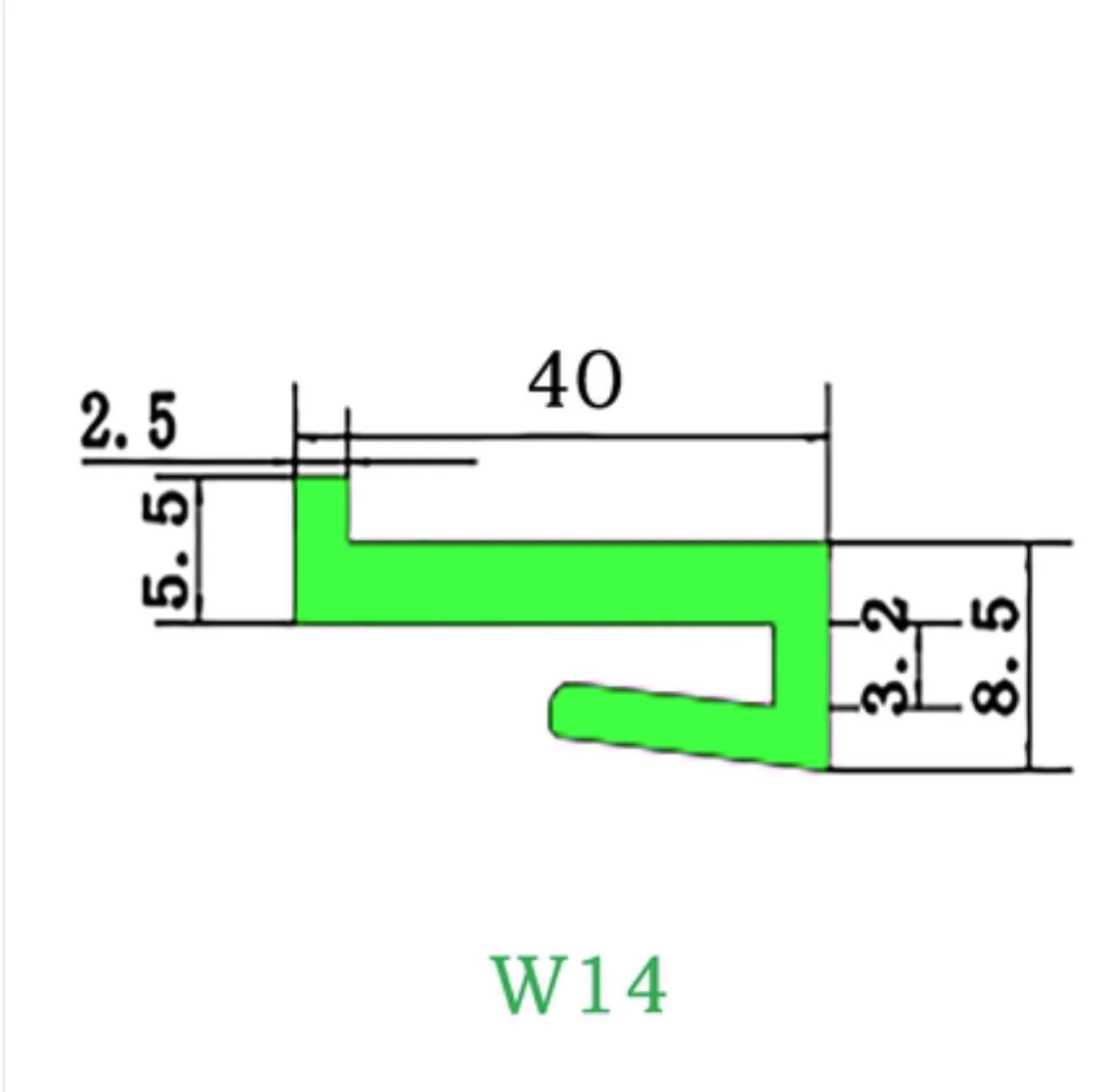 

10Meters/roller W14 Polymer Guide Lining Strip Plastic Chain Plate Conveyor Accessories Cushion Strip