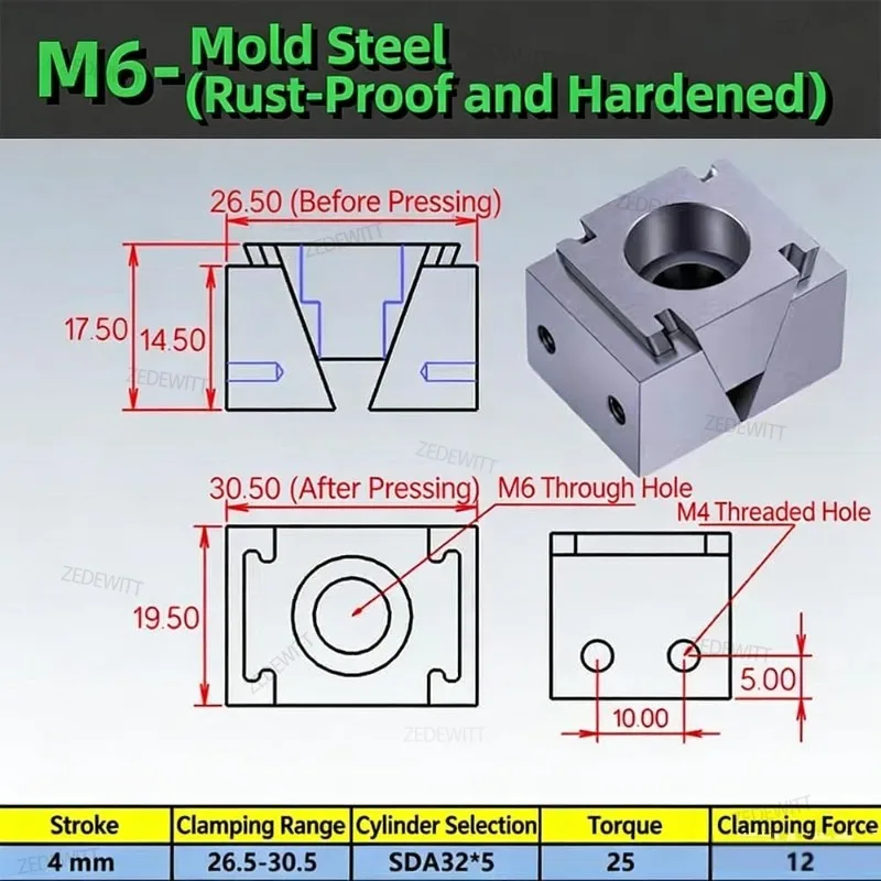 High Precision CNC M6 M8 M10 M12 M14 M16 Bench Vise OK Vise Wedge Clamps Modular Single Bilateral Vise For Industrial Machining