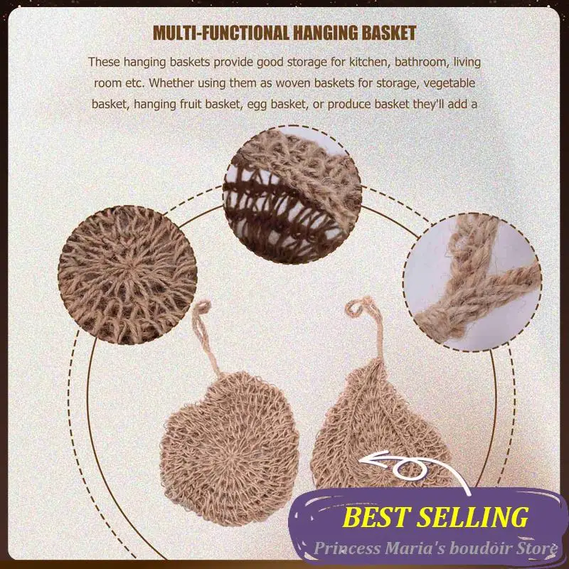 

AB30-Twine Onion Basket Hanging For Pantry, Potato Garlic Onion Pantry Storage Baskets, Boho Wall Baskets 2Pcs